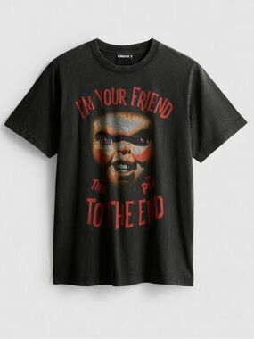 Chucky Graphic Crewneck Tee washed black unisex t-shirt Halloween fandom
